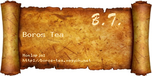 Boros Tea névjegykártya